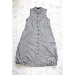 Sun Kim Black & white Plated Bubble Dress Size Medium Pockets sleeveless button